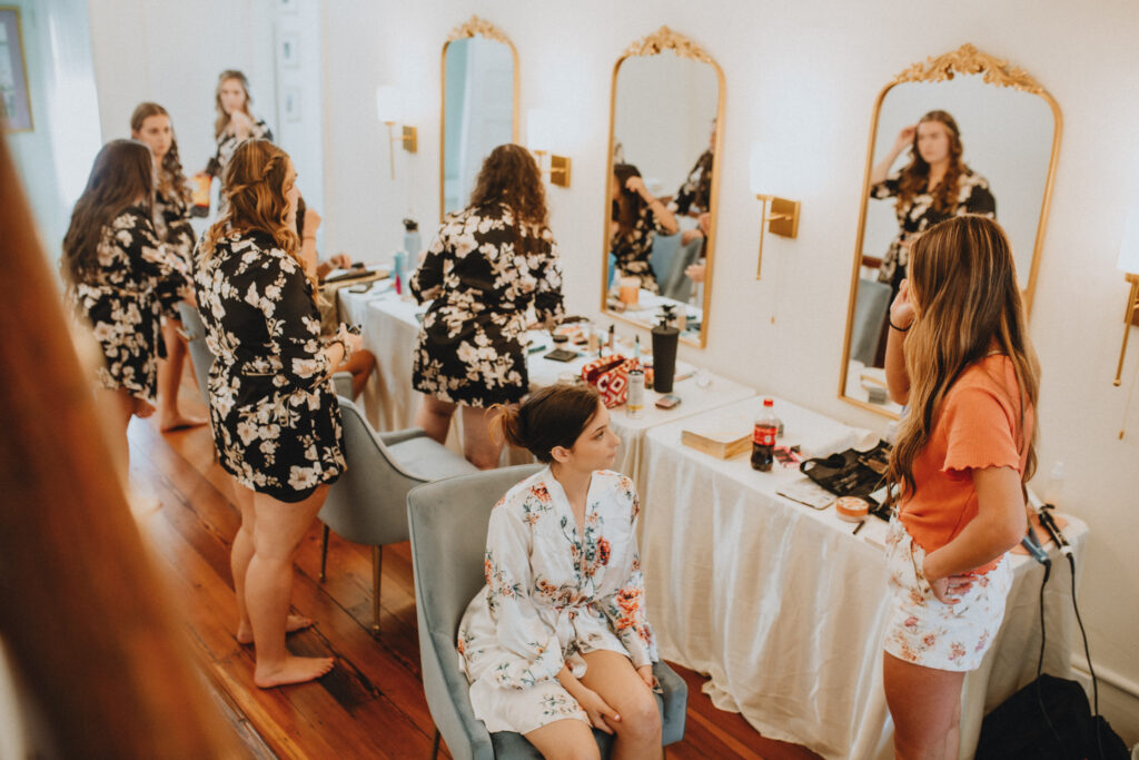 Beautiful indoor wedding venue scene. 